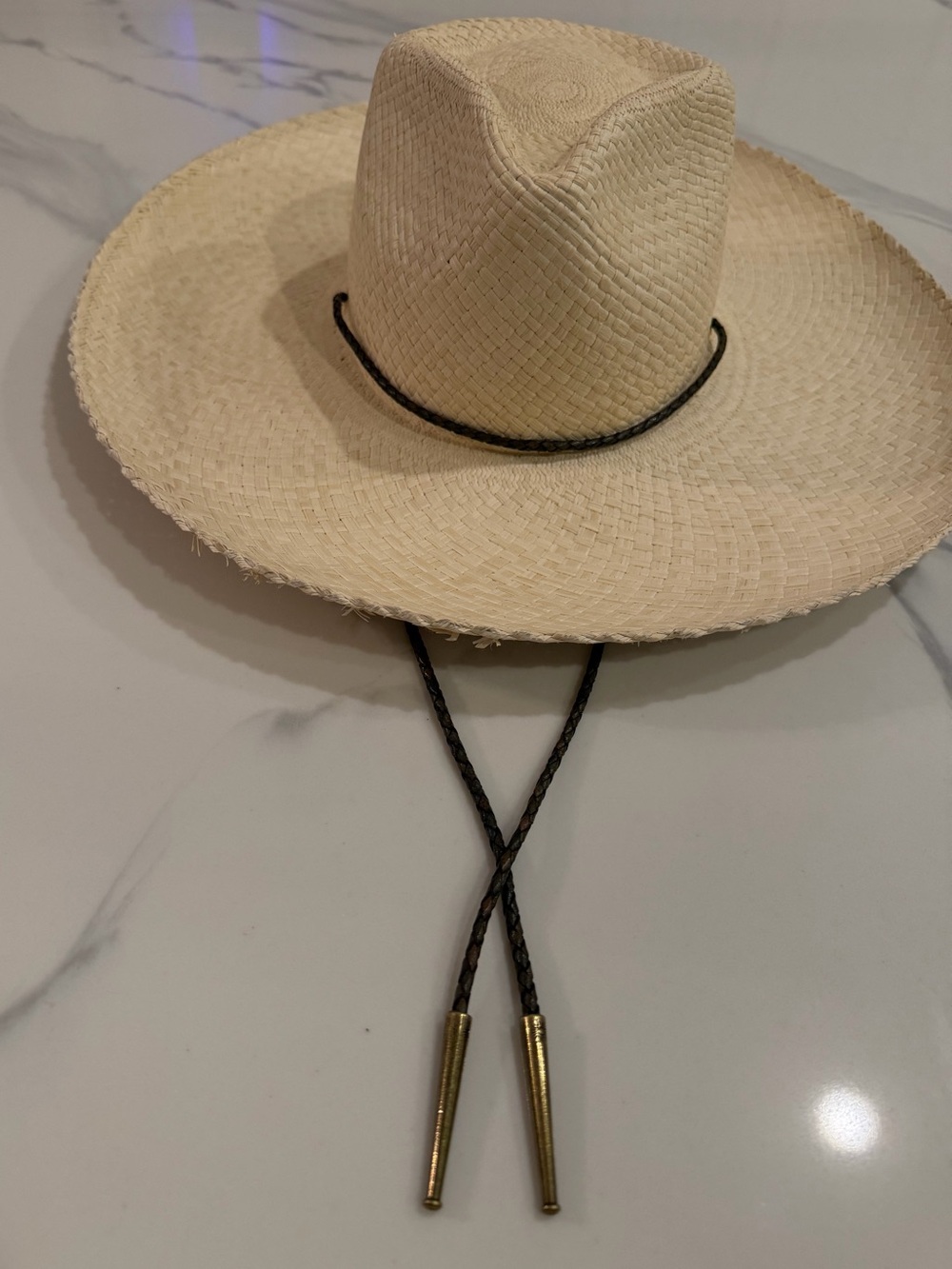 SISSY LIGHT - natural straw hat with leather cord - SMALL